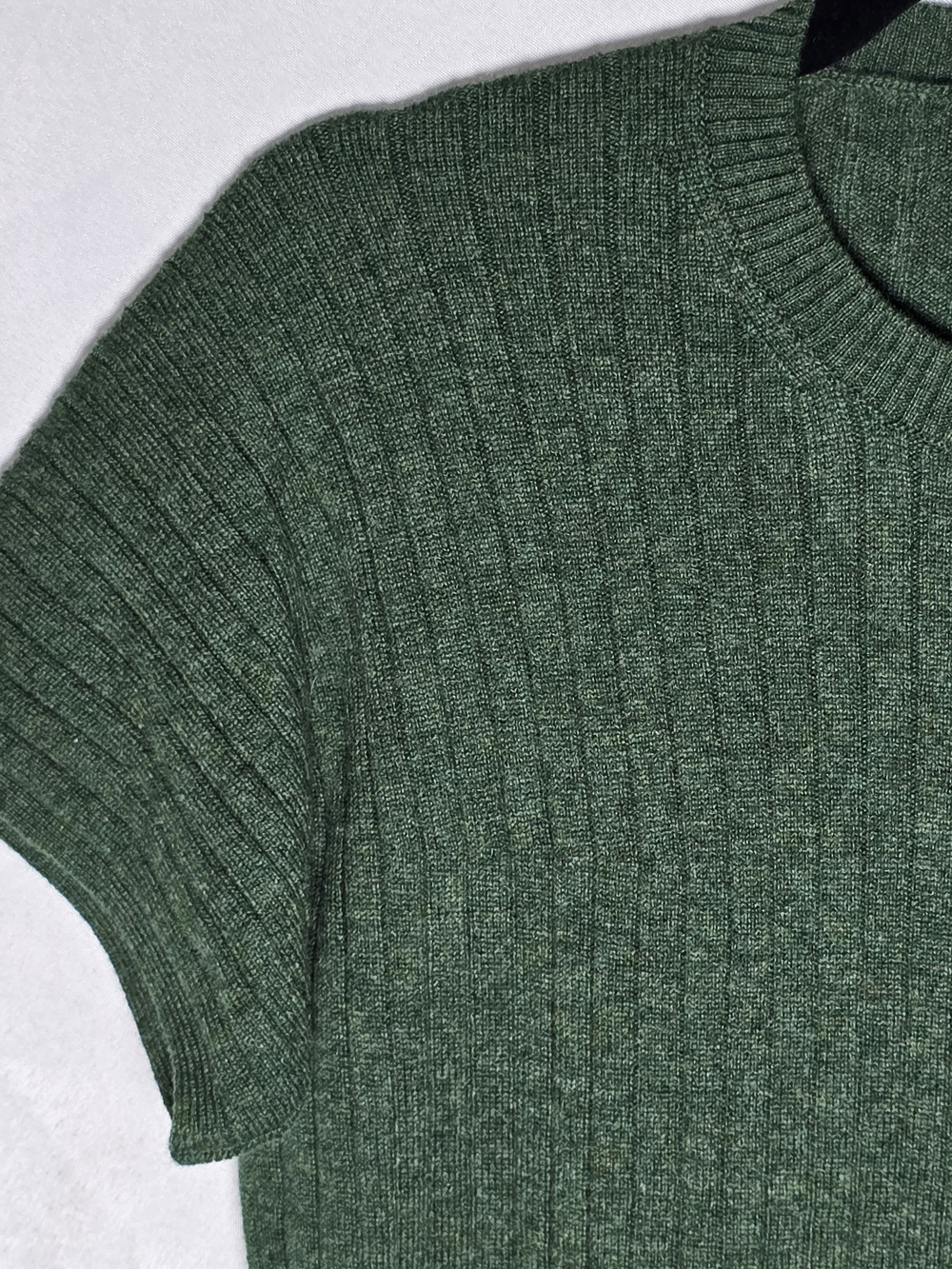 Loro Piana 100% Cashmere Green Ribbed Crewneck Short Sleeve Baby T Sweater Sz S - Picture 3 of 9